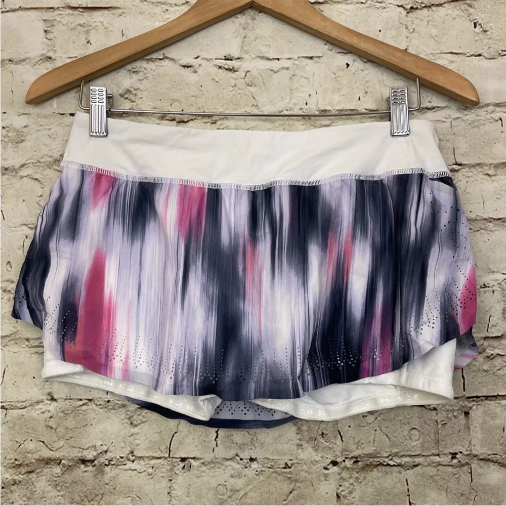 Lululemon Run Light as Air Skirt 6 Mirage Navy Blue White Pink Multicolor Skort